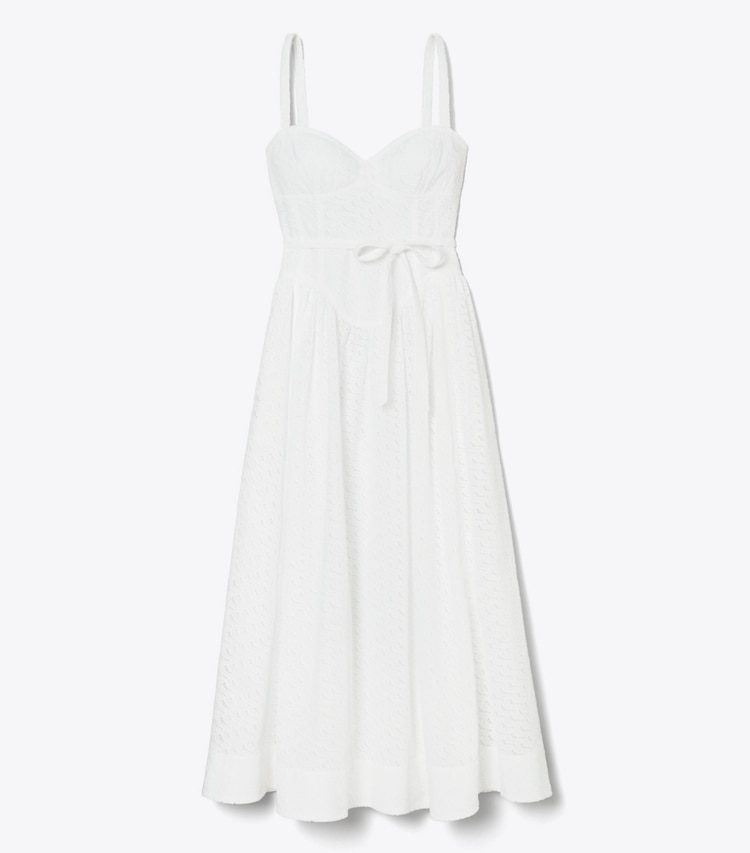 Tory Burch designer dresses Cotton Broderie Anglaise Dress in White front