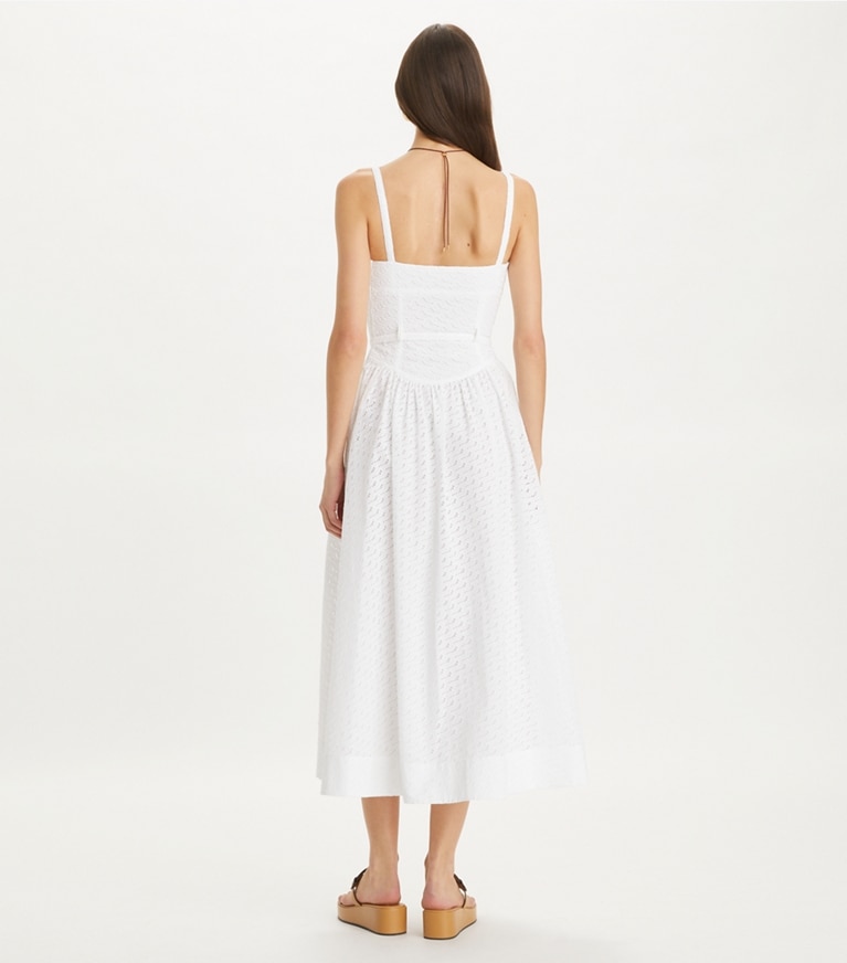Tory Burch designer dresses Cotton Broderie Anglaise Dress in White front