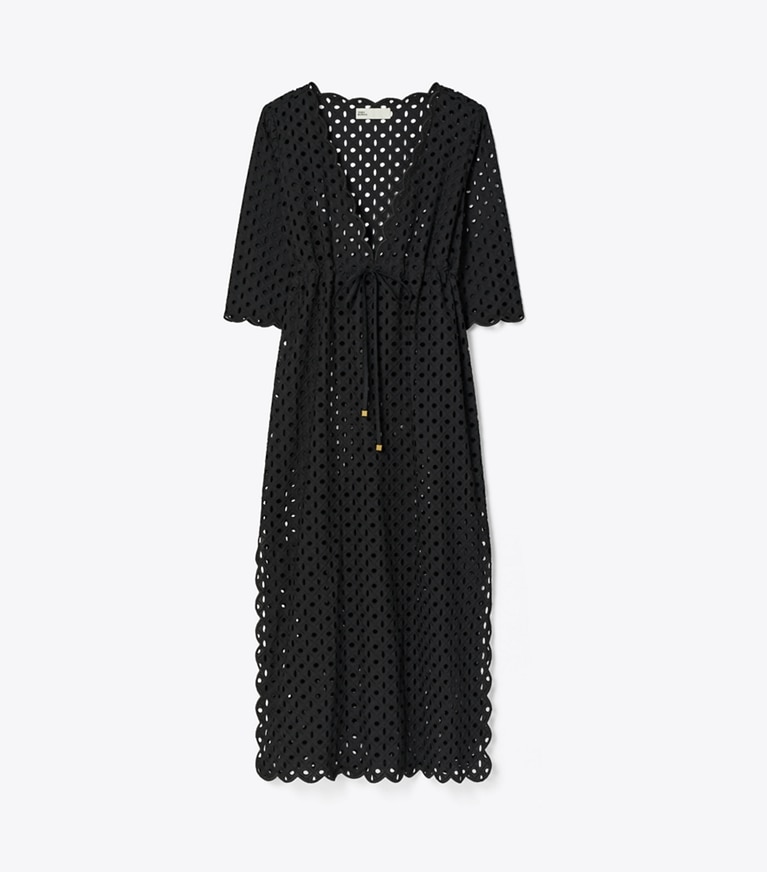 Tory Burch designer coverups Cotton Broderie Anglaise Tunic in Black front