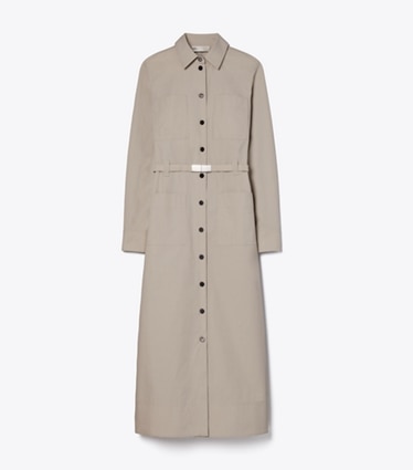 Tory Burch designer dresses Cotton Camp Dress in Gray front