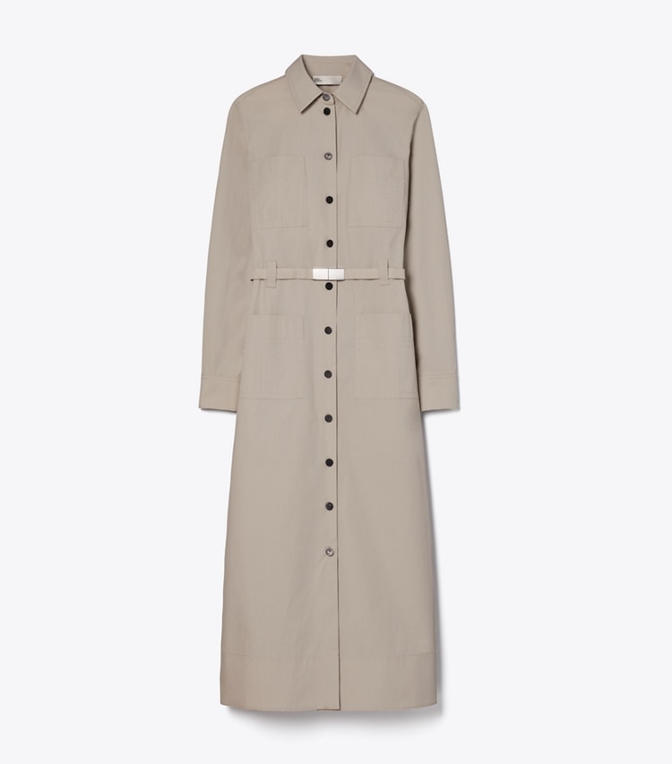 Tory Burch designer dresses Cotton Camp Dress in Gray front