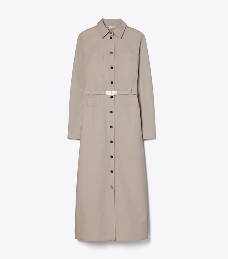 Tory Burch designer dresses Cotton Camp Dress in Gray front