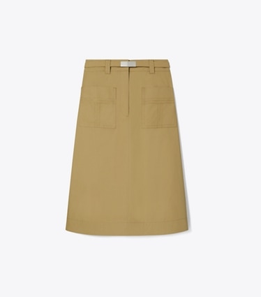Tory Burch designer bottoms Cotton Camp Skirt in Olive front