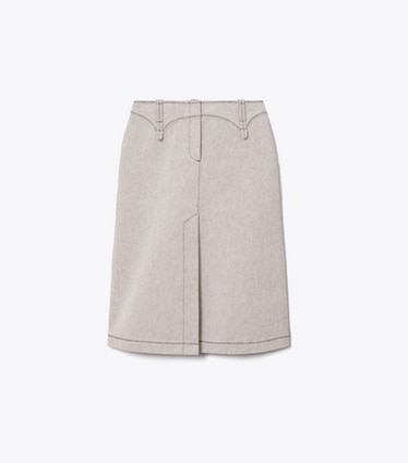 Tory Burch designer bottoms Cotton Canvas Skirt in Black / Ivory front