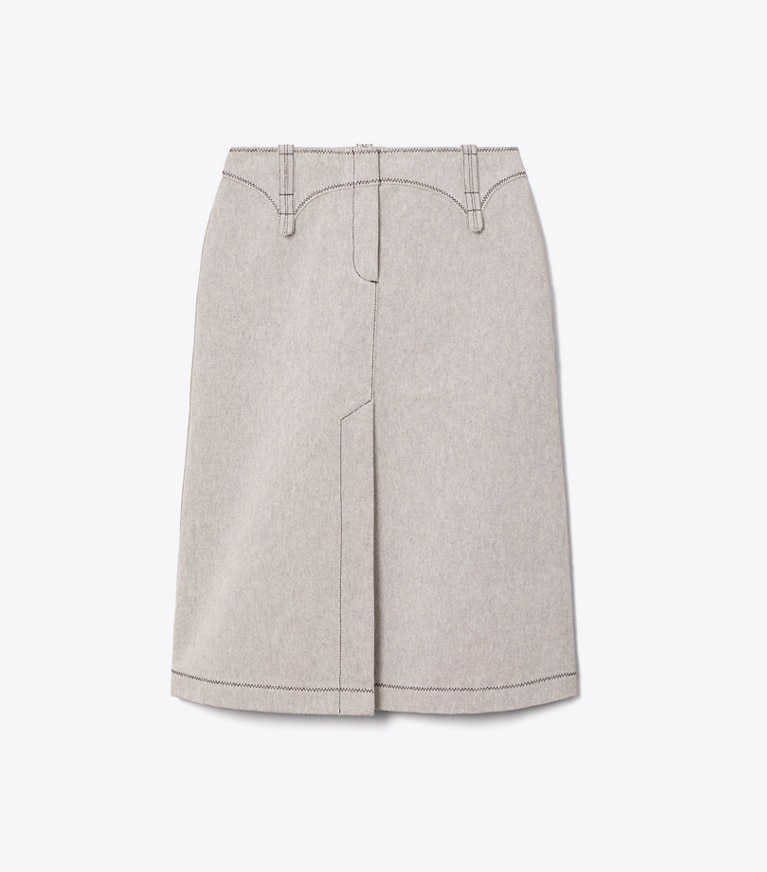 Tory Burch designer bottoms Cotton Canvas Skirt in Black / Ivory front