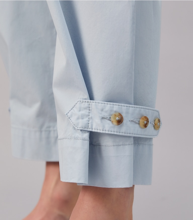 Tory Burch designer bottoms Cotton Cargo Pant in Blue Mist front