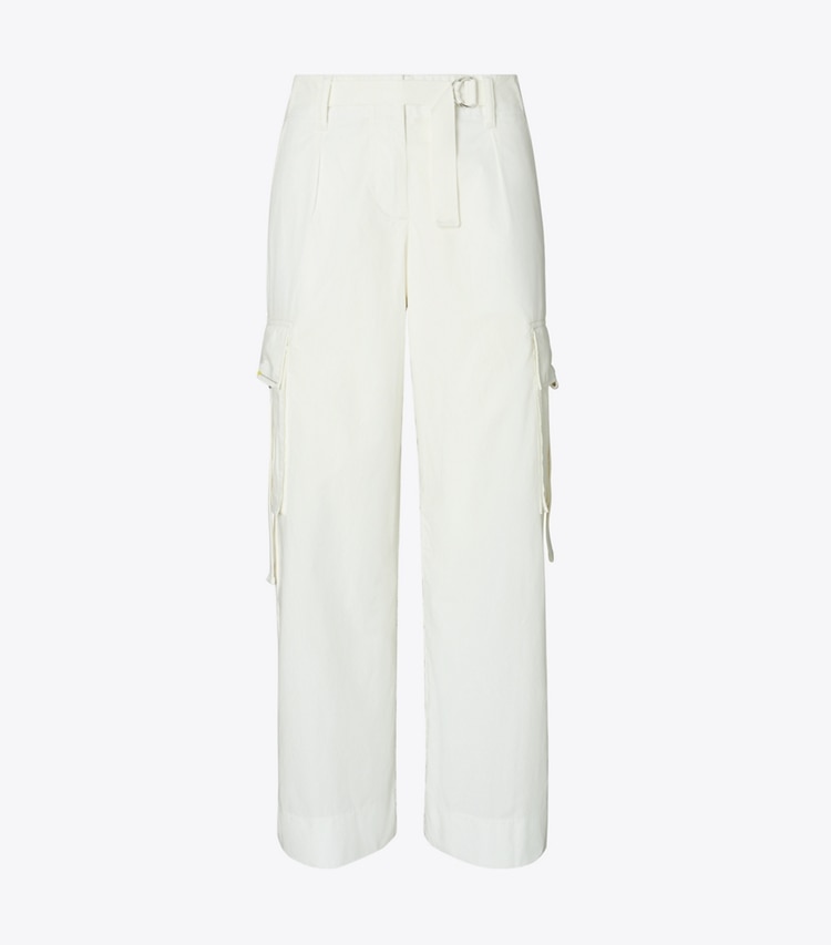 Tory Burch designer bottoms Cotton Cargo Pant in Optic White front