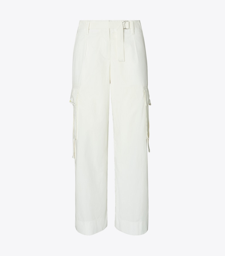 Tory Burch designer bottoms Cotton Cargo Pant in Optic White front
