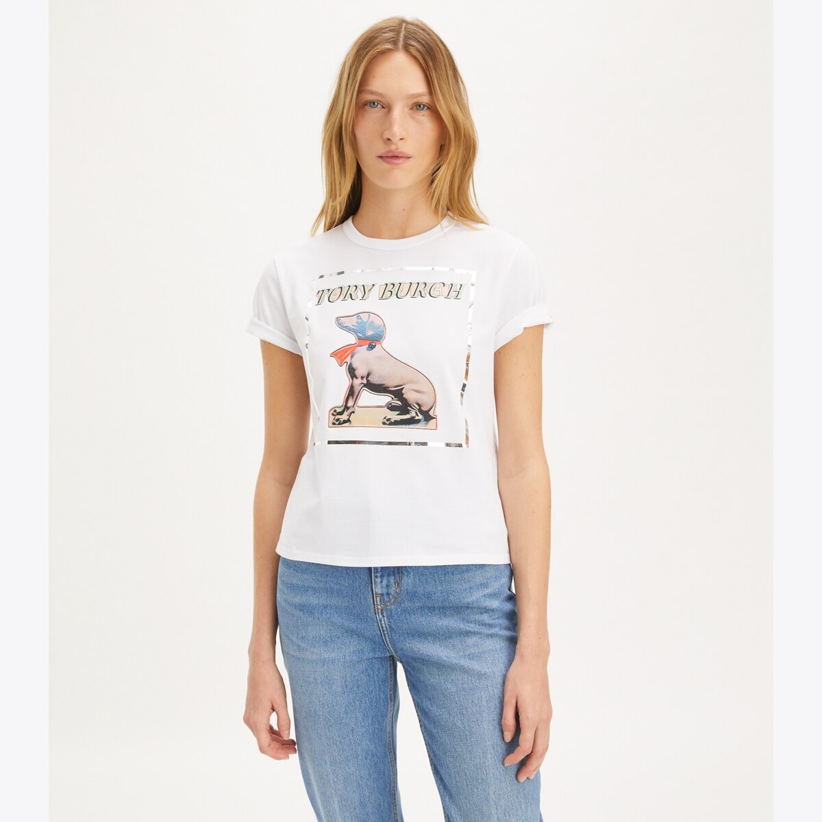 送料&関税込み★Tory Burch★SCRUNCHED SLEEVE T-SHIRT Scrunched Sleeve T-Shirt: Women's Clothing | Tops | Tory