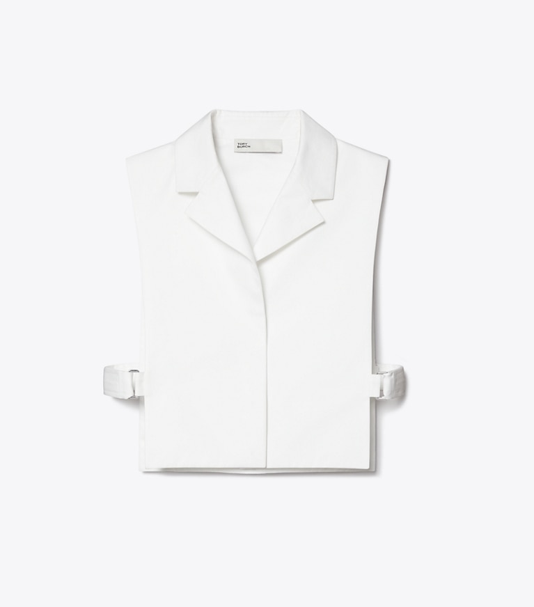 Tory Burch designer tops Cotton Dickie Top in White front