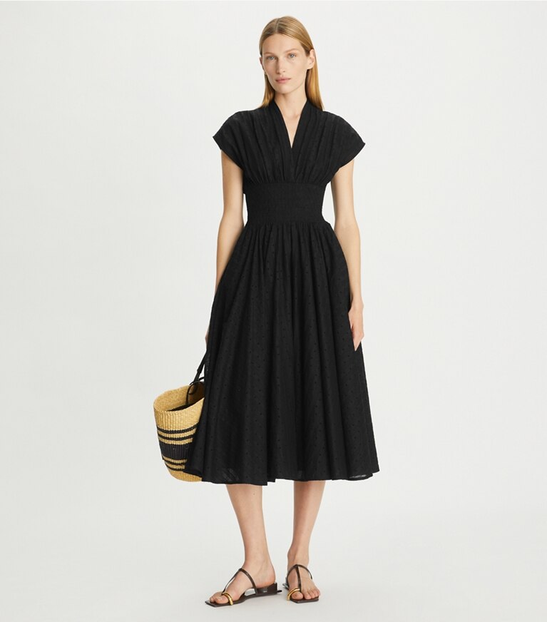 Tory Burch designer dresses Cotton Eyelet Dress in Black front