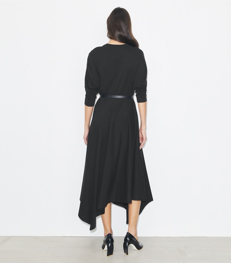 Tory Burch designer dresses Cotton Flared Dress in Black on model back