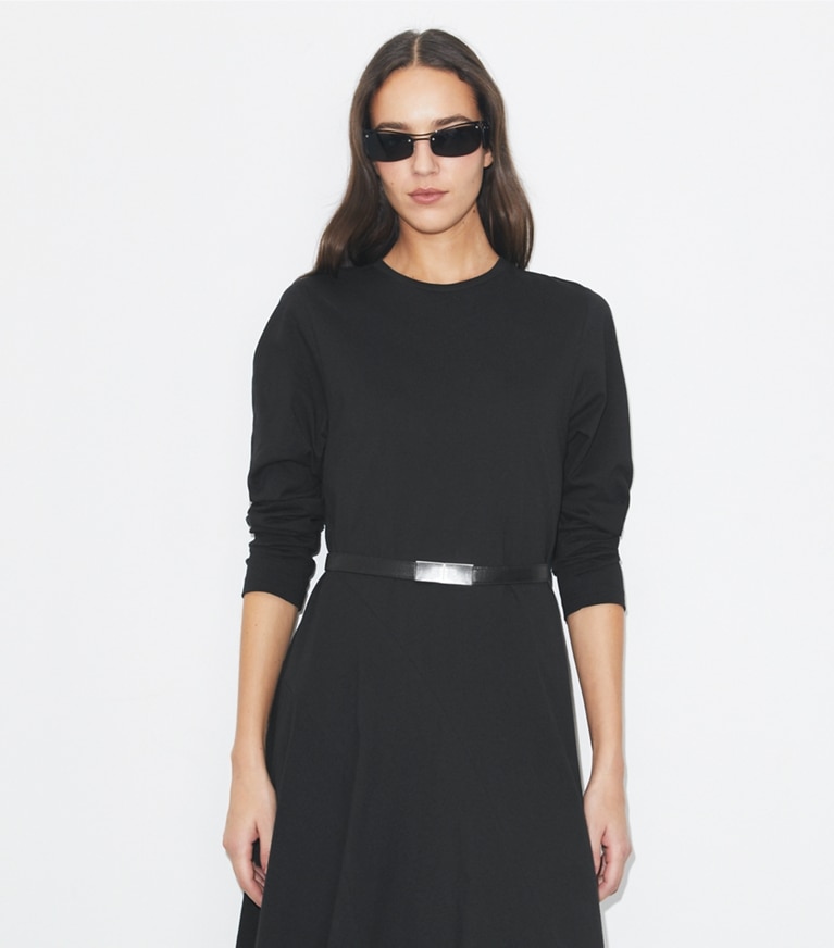 Tory Burch designer dresses Cotton Flared Dress in Black front