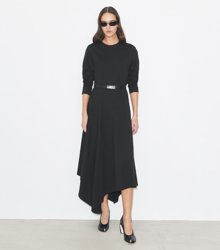 Tory Burch designer dresses Cotton Flared Dress in Black front