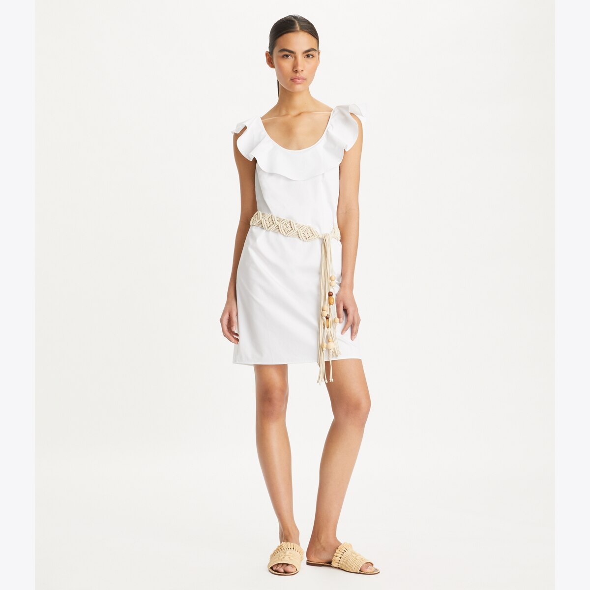 送料&関税込み★Tory Burch★COLORBLOCK COTTON FLOUNCE DRESS cotton-flounce-dress-on-model-
