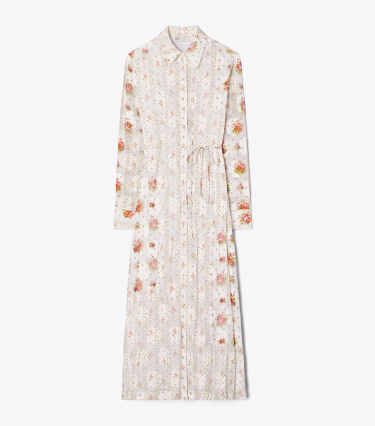 Tory Burch designer dresses Cotton Jacquard Shirtdress in Multi Floral front