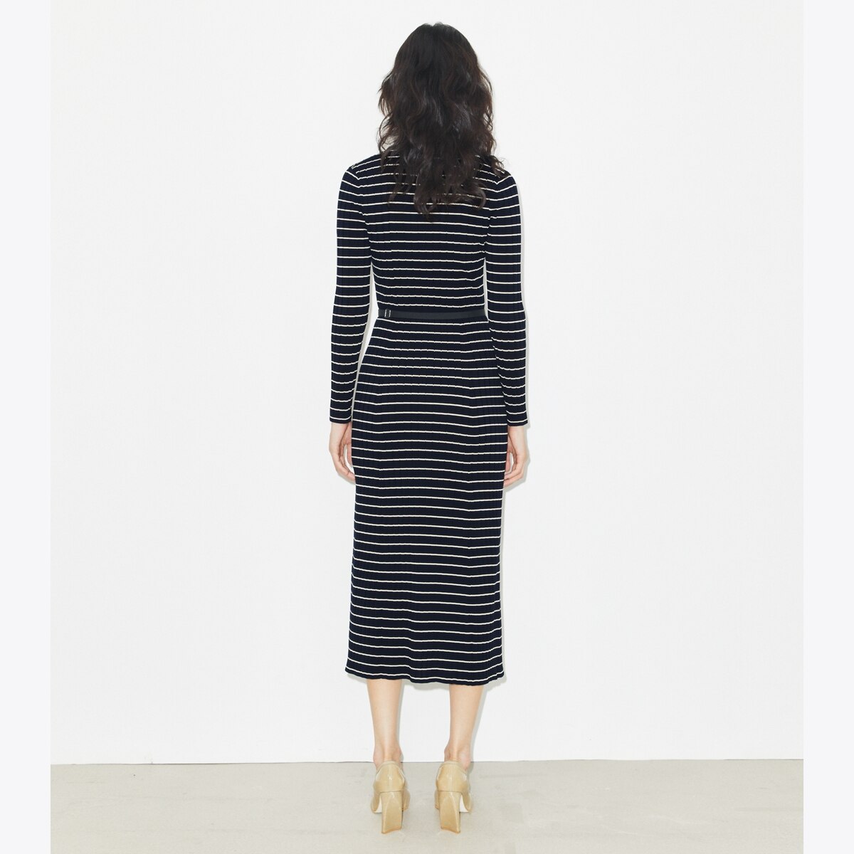 Tory Burch Women's Cotton Knit Polo Dress in Navy Classic Stripe, size XXS