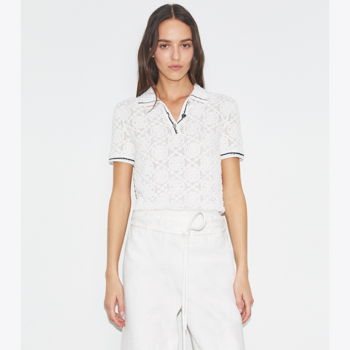 cotton-logo-lace-polo-top-on-