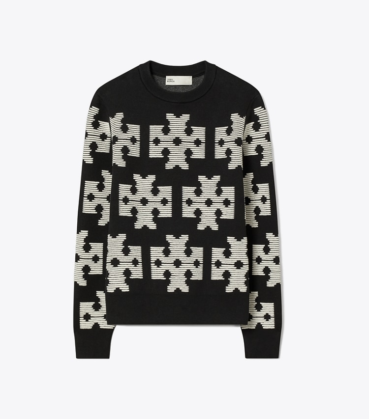 Tory Burch designer セーター コットン セーター in Black / Cream front