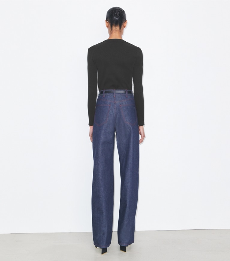 Tory Burch designer tops Cotton Logo Top in Black front