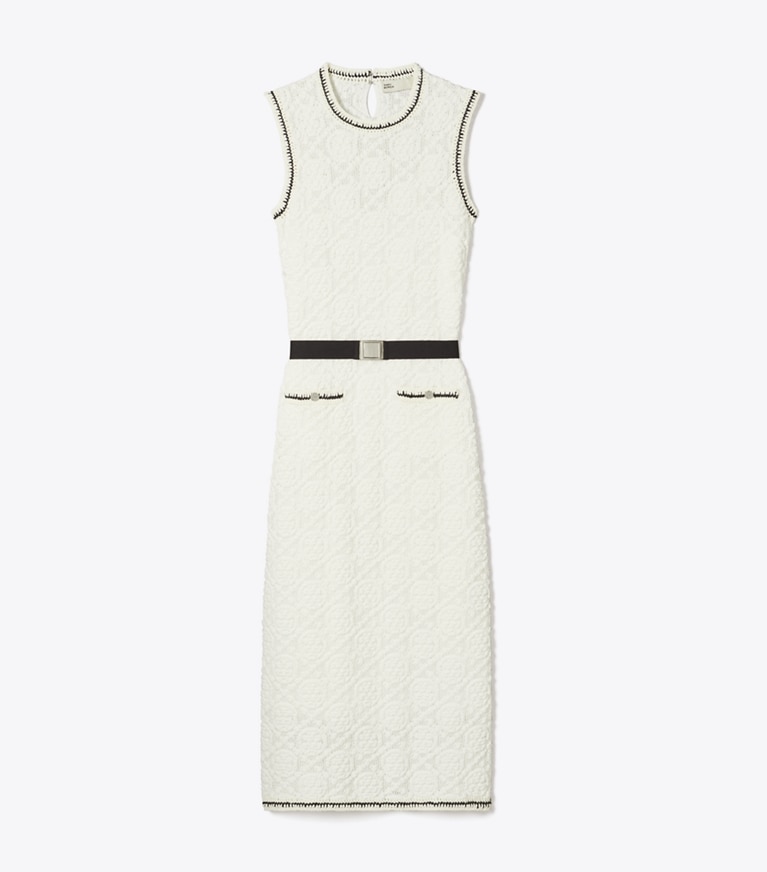 Tory Burch designer dresses Cotton Pointelle Knitted Tank Dress in White front