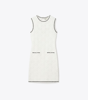 Tory Burch designer dresses Cotton Pointelle Knitted Tank Dress in White front