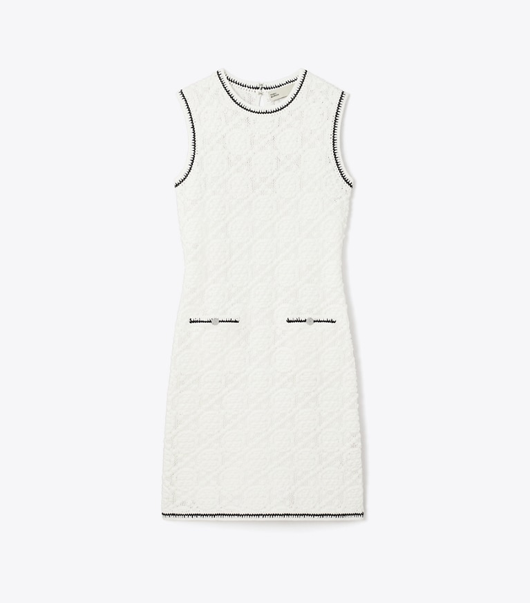 Tory Burch designer dresses Cotton Pointelle Knitted Tank Dress in White front