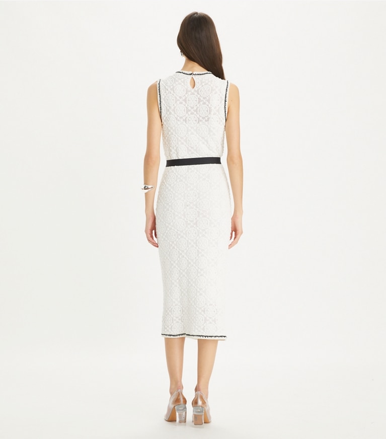 Tory Burch designer dresses Cotton Pointelle Knitted Tank Dress in White front