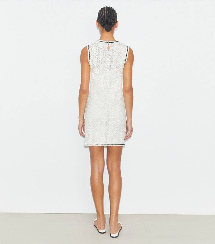 Tory Burch designer dresses Cotton Pointelle Knitted Tank Dress in White on model back