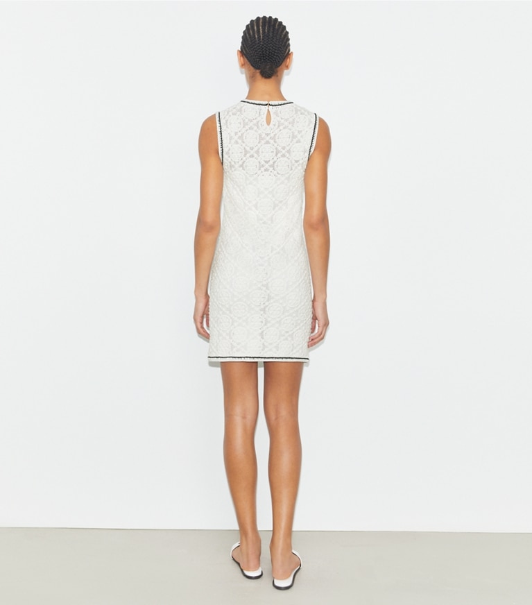 Tory Burch designer dresses Cotton Pointelle Knitted Tank Dress in White front