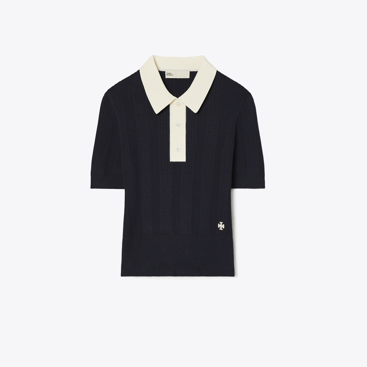 Cotton Pointelle Polo: Women's Designer Sweaters | Tory Burch