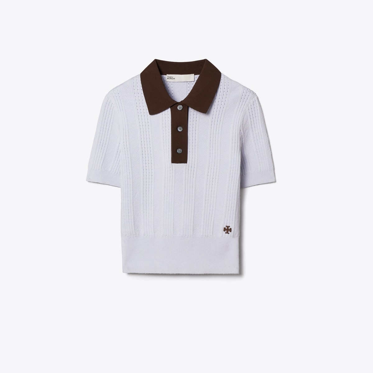 Cotton Pointelle Polo: Women's Designer Sweaters | Tory Burch
