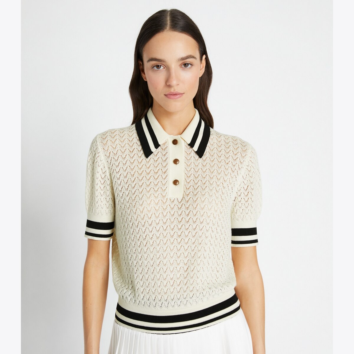 ポロシャツ!送料&関税込み★Tory Burch★COTTON POINTELLE POLO Cotton Pointelle Polo: Women's Designer Sweaters | Tory Sport