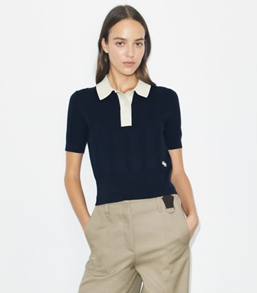 Tory Burch - 新品 ■TORY SPORT■パフォーマンス ダブルライン ノースリーブ ポロ Half-Zip Performance Pullover: Women's Designer Tops | Tory