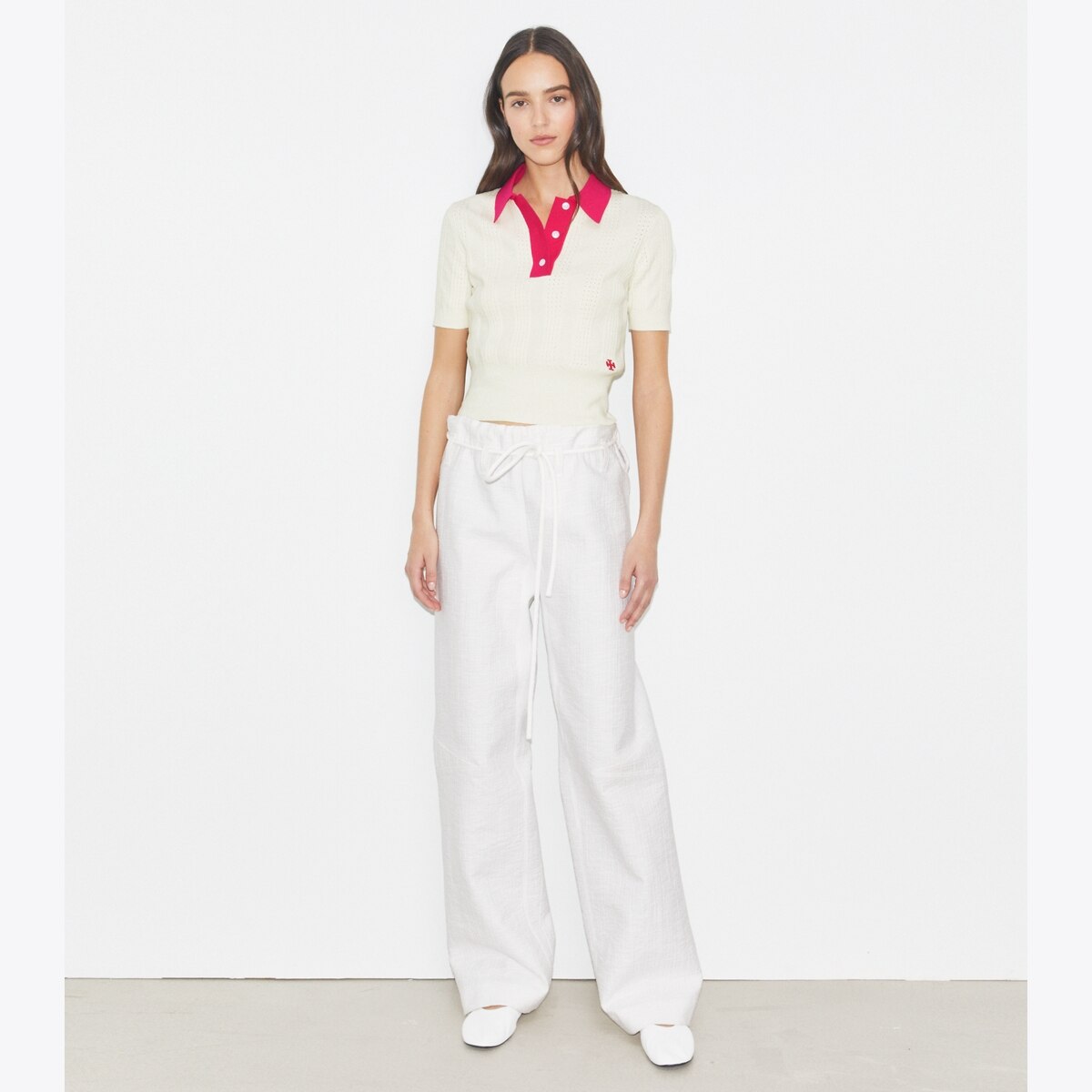 Cotton Pointelle Polo: Women's Designer Sweaters | Tory Sport