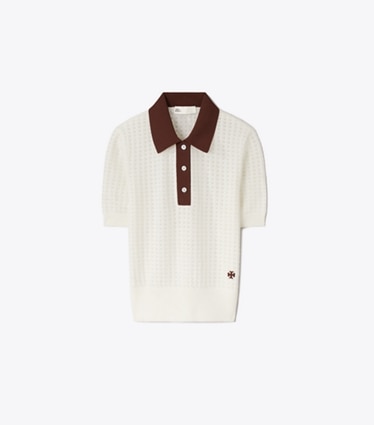 Tory Burch designer セーター コットン ポインテール セーター in New Ivory / Mahogany front
