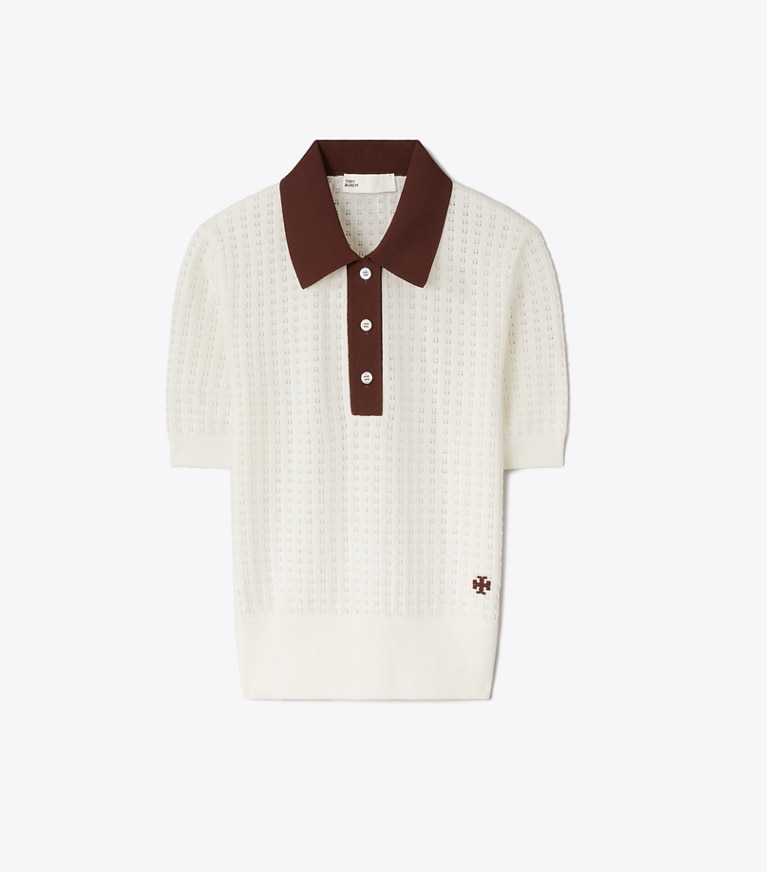 Tory Burch designer セーター コットン ポインテール セーター in New Ivory / Mahogany front