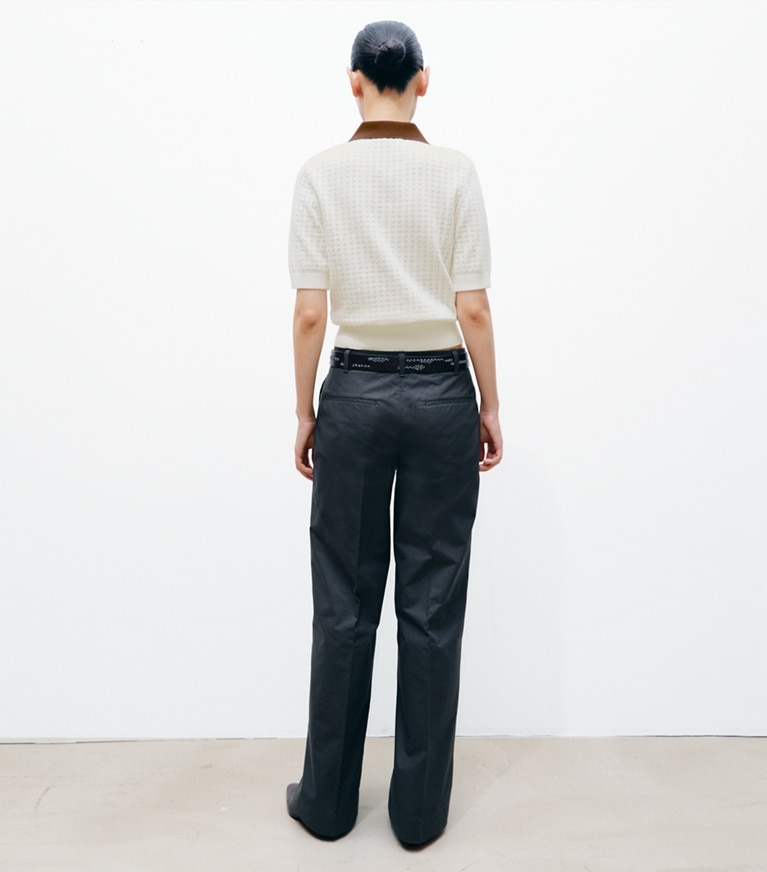Tory Burch designer セーター コットン ポインテール セーター in New Ivory / Mahogany on model back