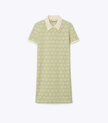 Tory Burch designer ワンピース コットン ポロドレス in Green / Vanilla front