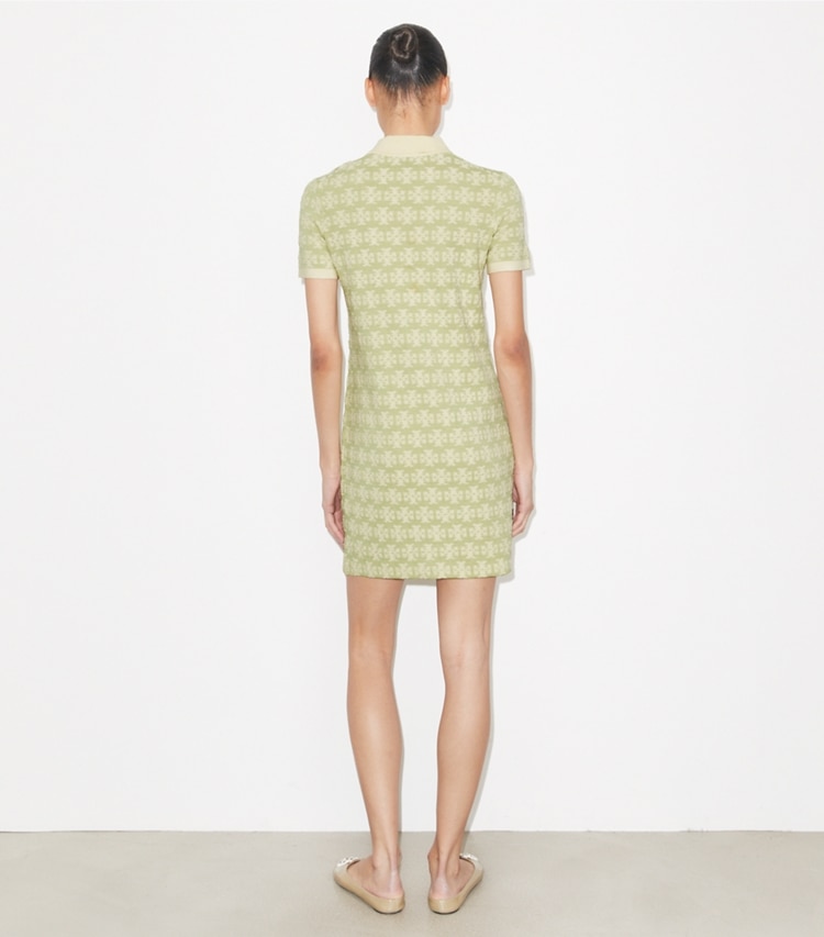 Tory Burch designer ワンピース コットン ポロドレス in Green / Vanilla on model back