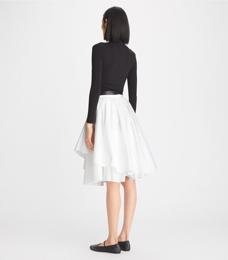 Tory Burch designer bottoms Cotton Poplin Ballet Skirt in White on model back