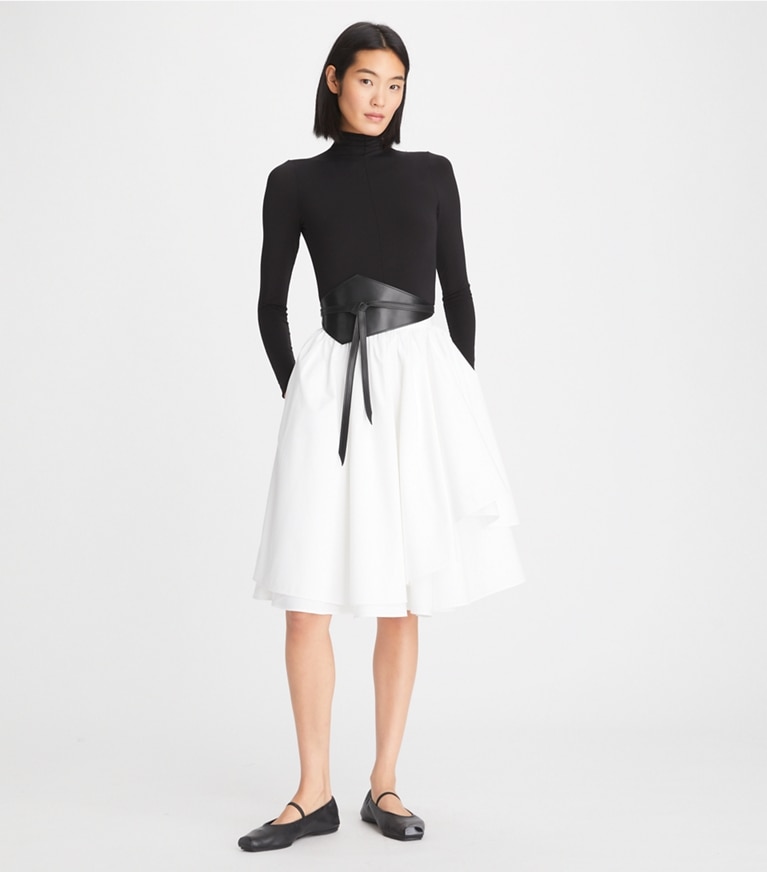 Tory Burch designer bottoms Cotton Poplin Ballet Skirt in White front