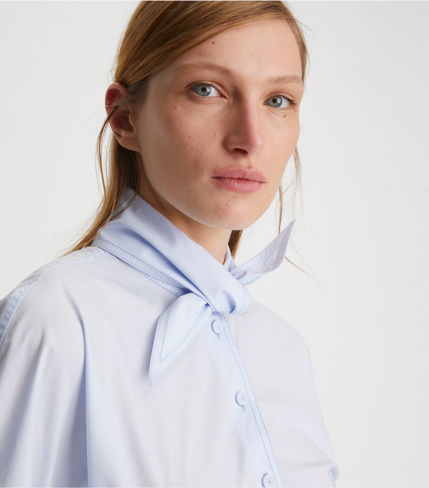 Cotton Poplin Bow Blouse