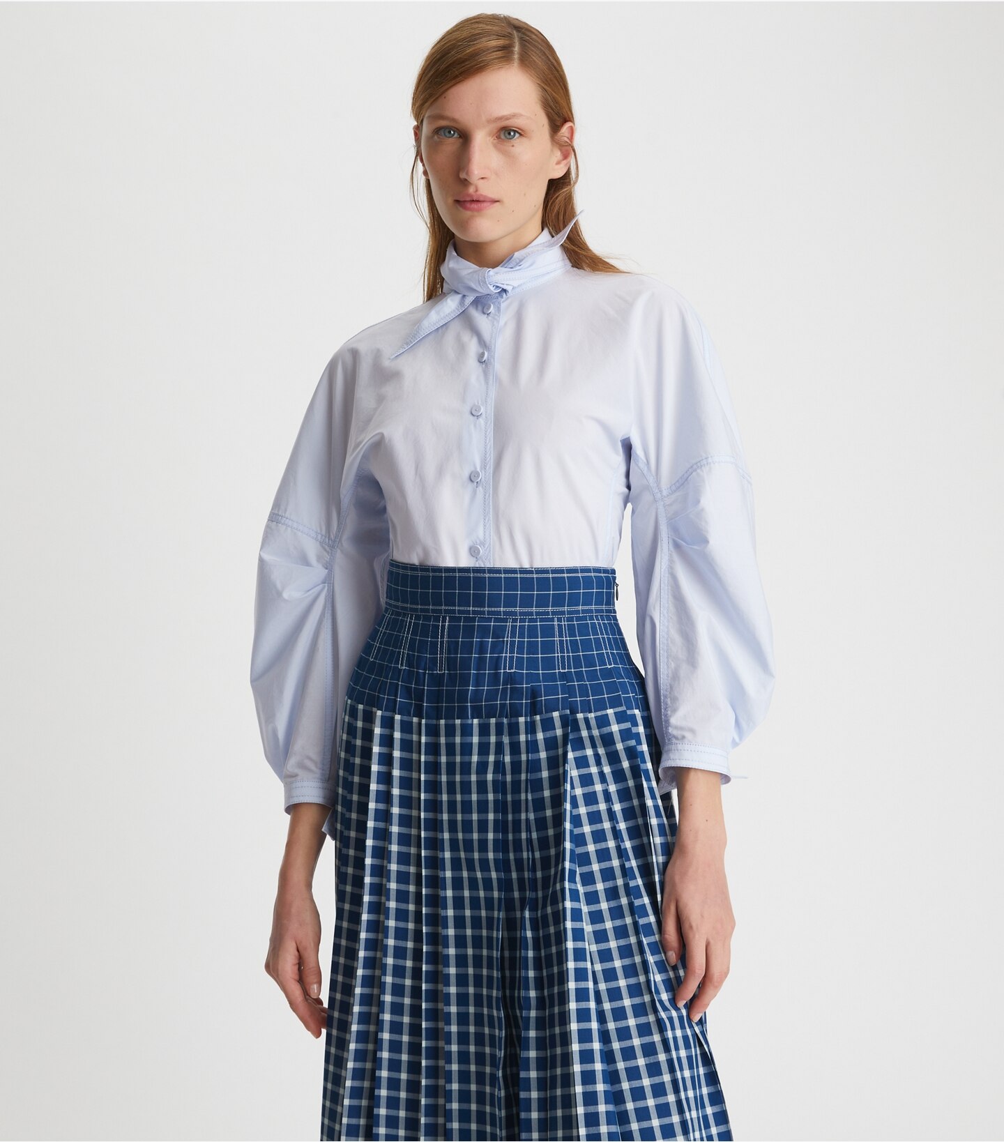 Cotton Poplin Bow Blouse