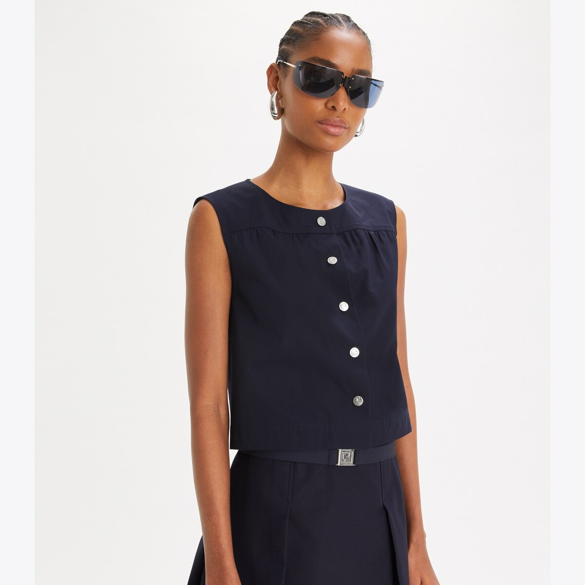 COTTON POPLIN BUTTON TOP - thumbnail 2