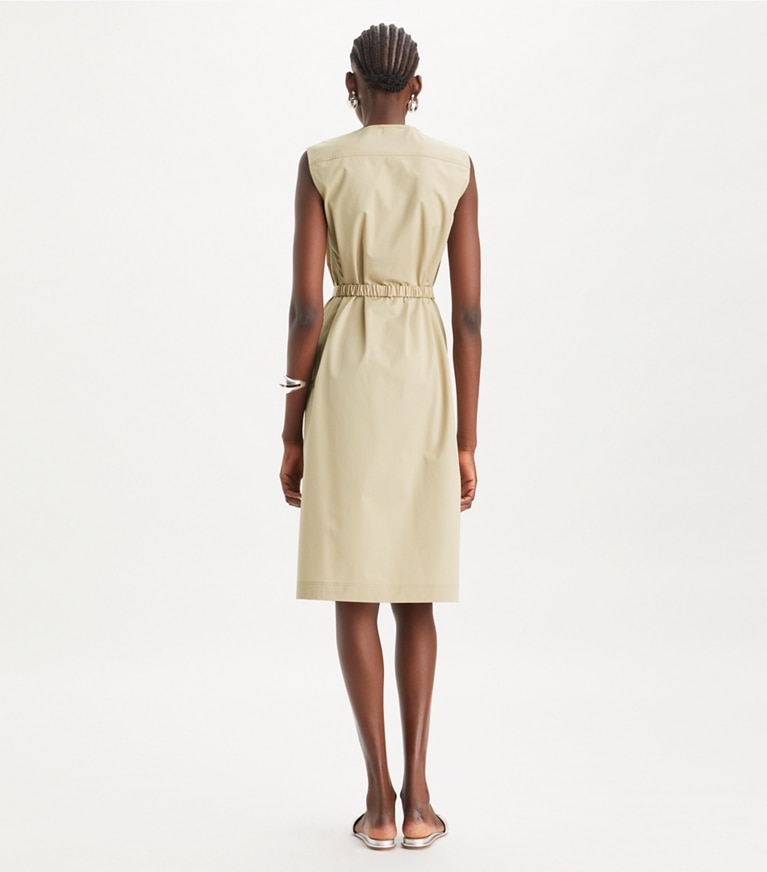 Tory Burch designer dresses Cotton Poplin Dress in TORTORA front