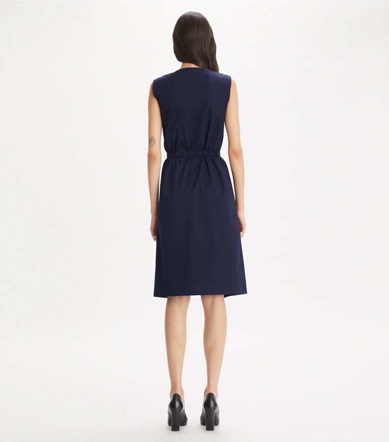 Tory Burch designer dresses Cotton Poplin Dress in Medium Navy front