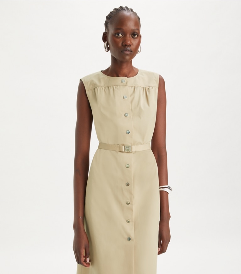Tory Burch designer dresses Cotton Poplin Dress in TORTORA front