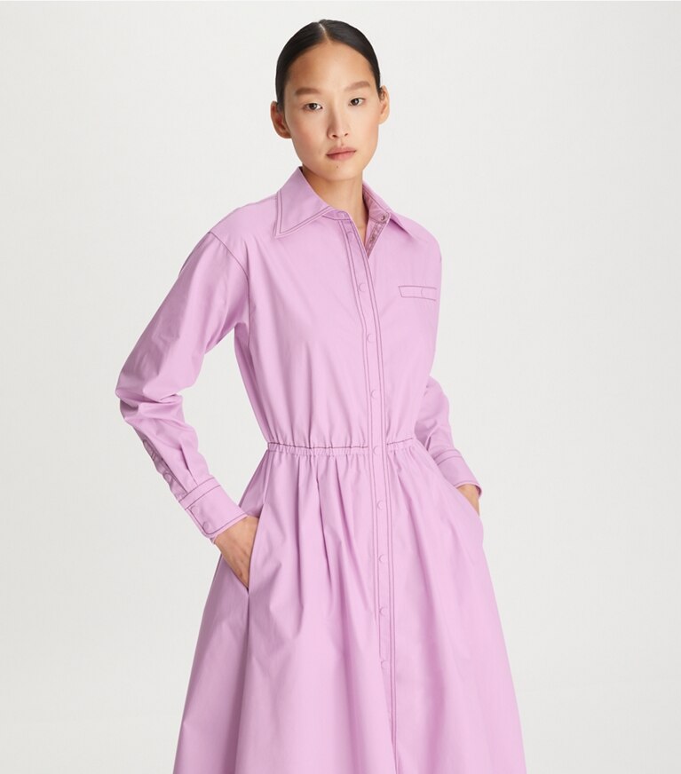 Tory Burch designer dresses Cotton Poplin Eleanor Dress in Mallow Pink front