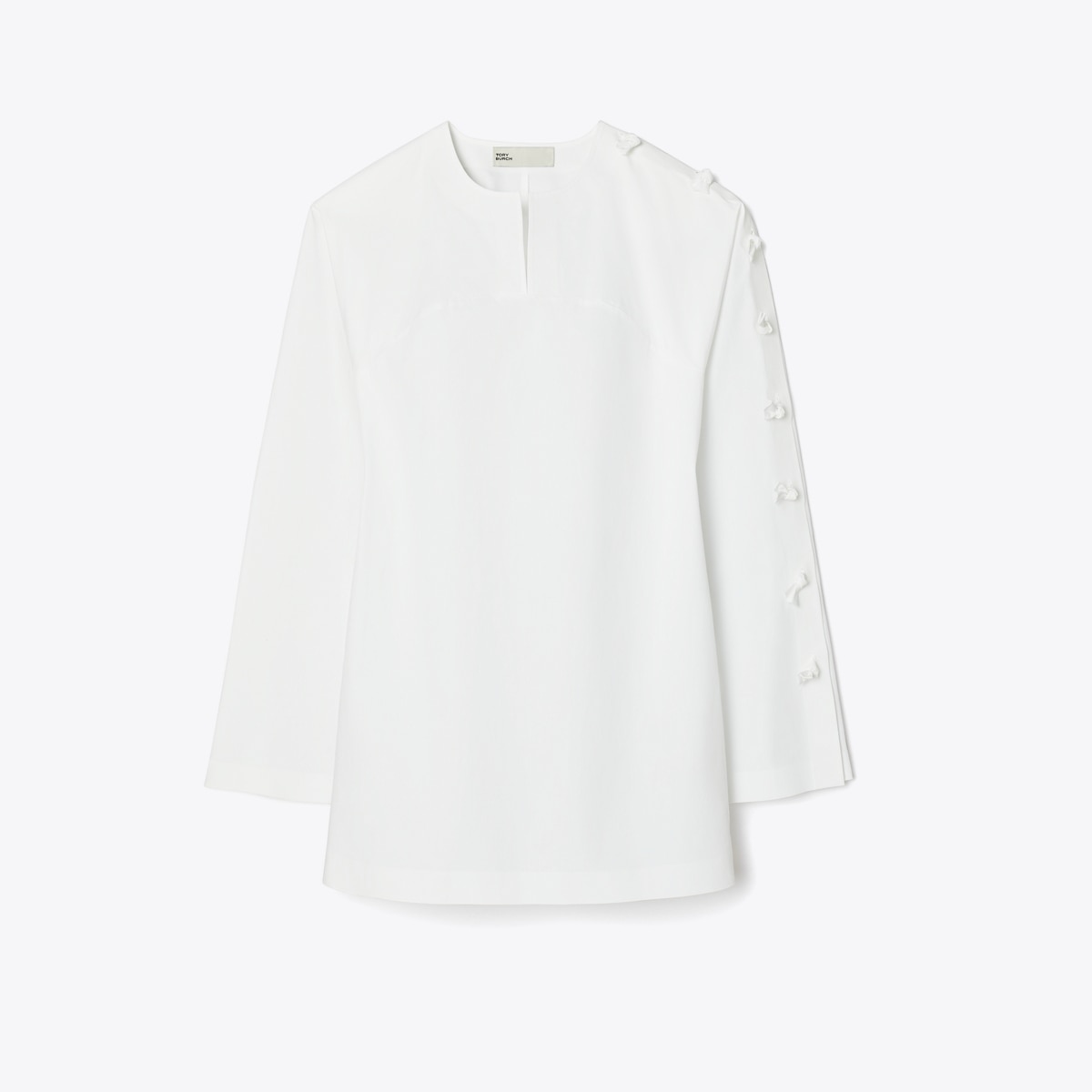 【Tory Burch】コットンスカート ロゴ入りボタン ホワイト embroidered-floral-tee-on-